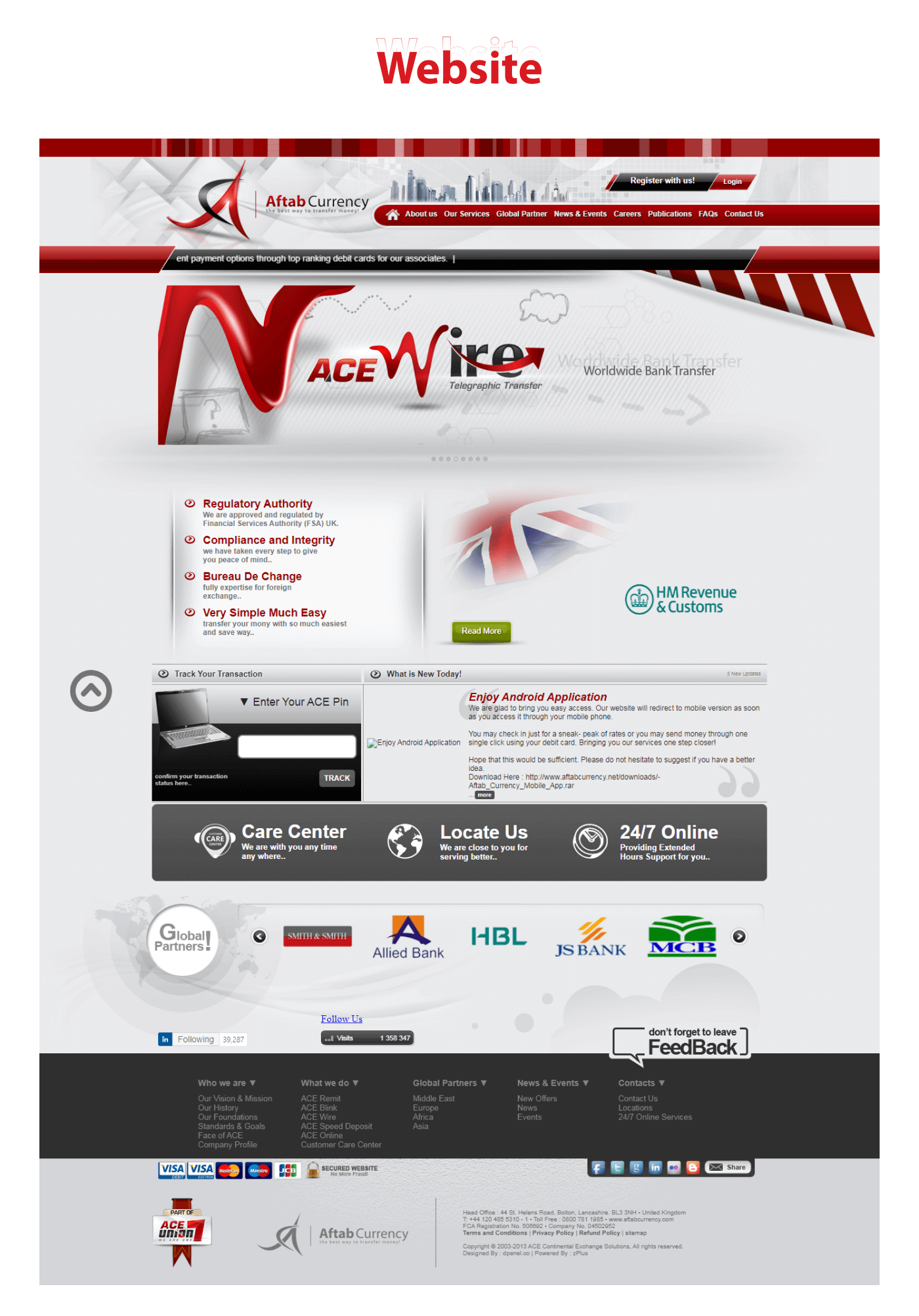 Website for Aftab Currency Exchange - ACE Money Transfer in United Kingdom