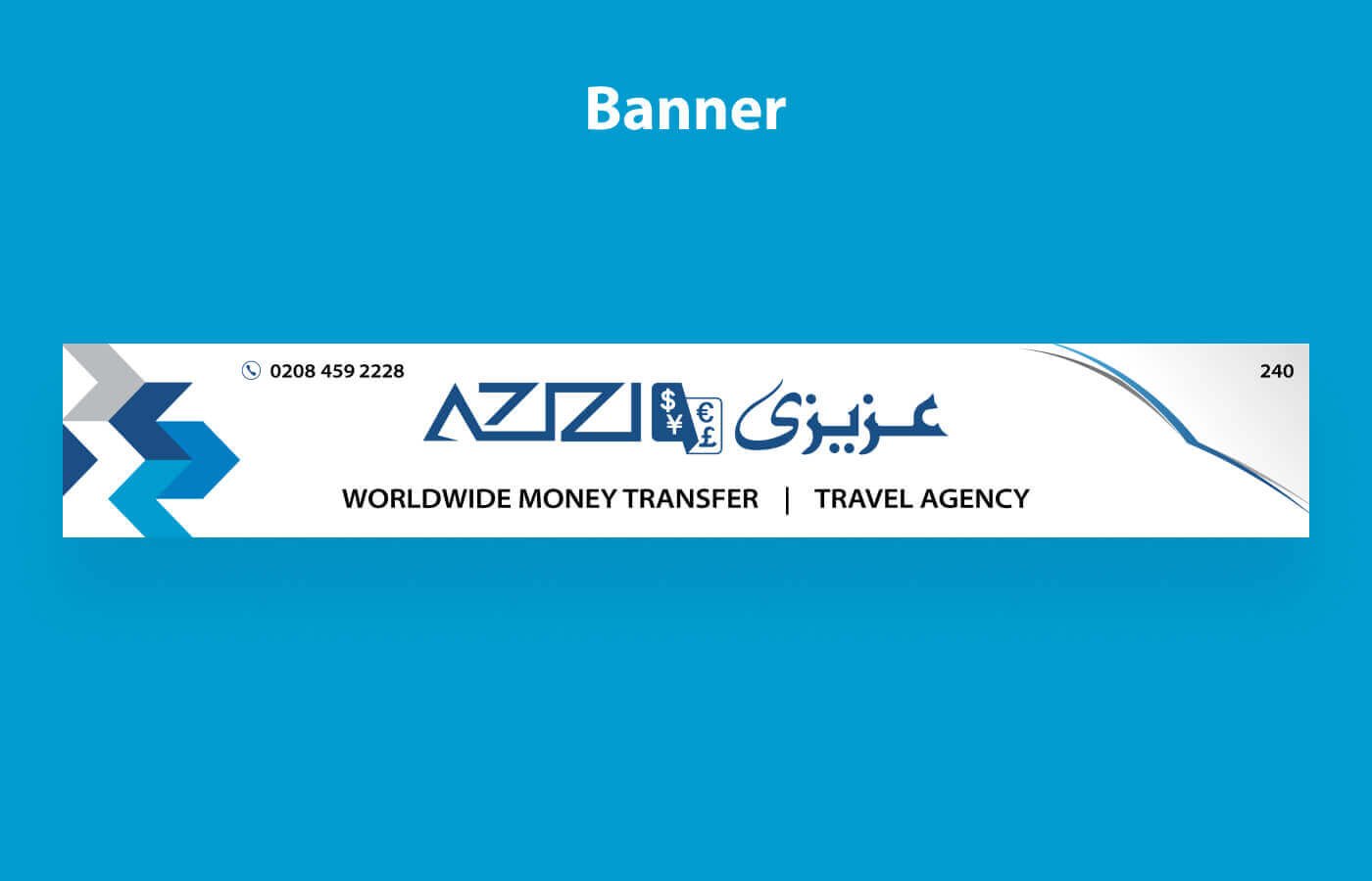 Shop signage for Azizi Money transfer in United Kingdom