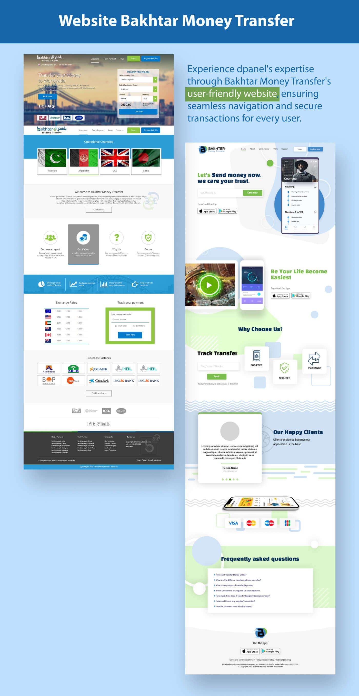 Website for Bakhter Money Transfer in United Kingdom