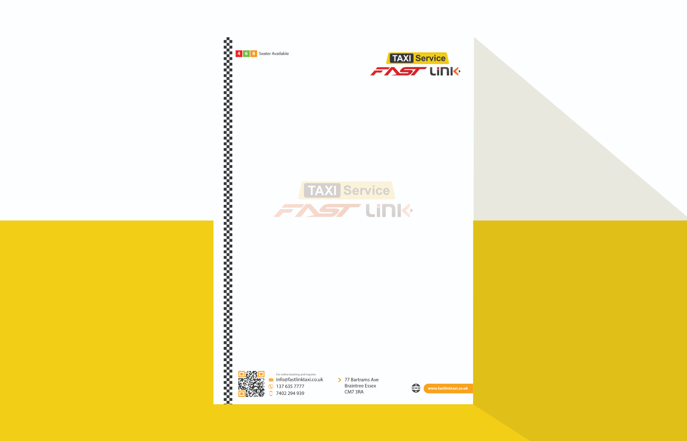 Letterhead for Fastline Taxi Service Rebranding in United Kingdom