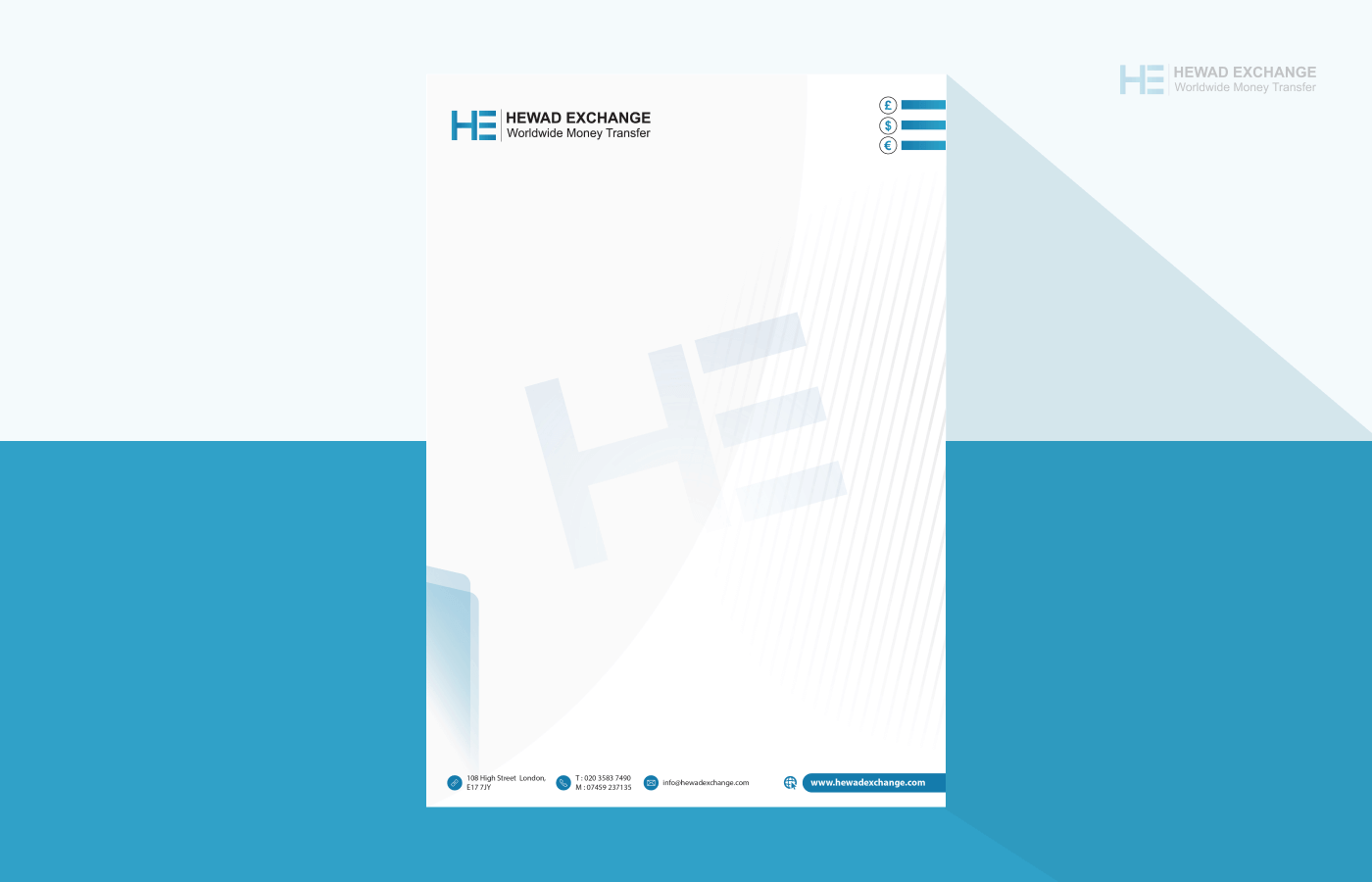 Letterhead for Hewad Exchange and Money Transfer in United Kingdom