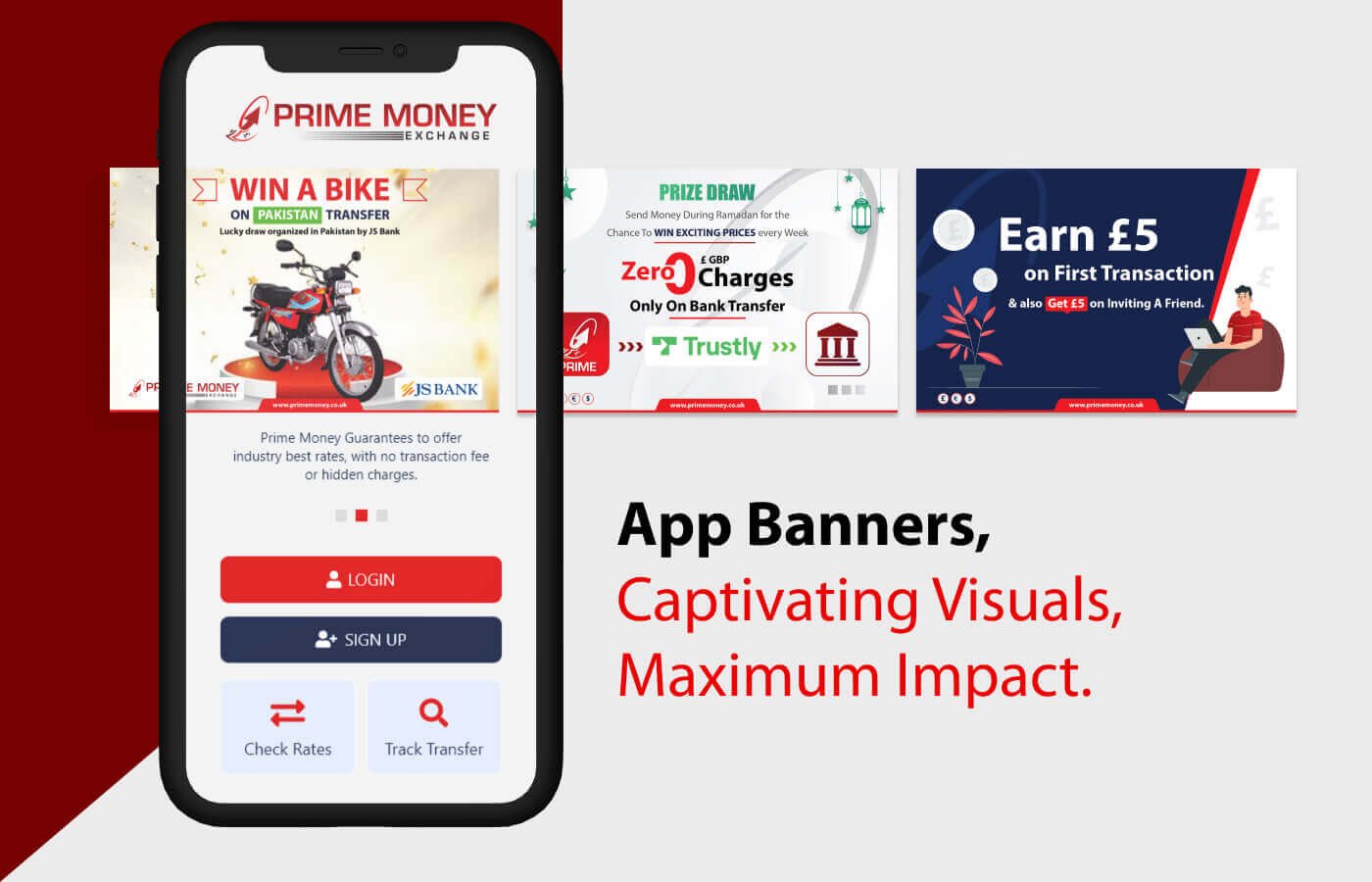 Banners for Prime Money Exchange in United Kingdom