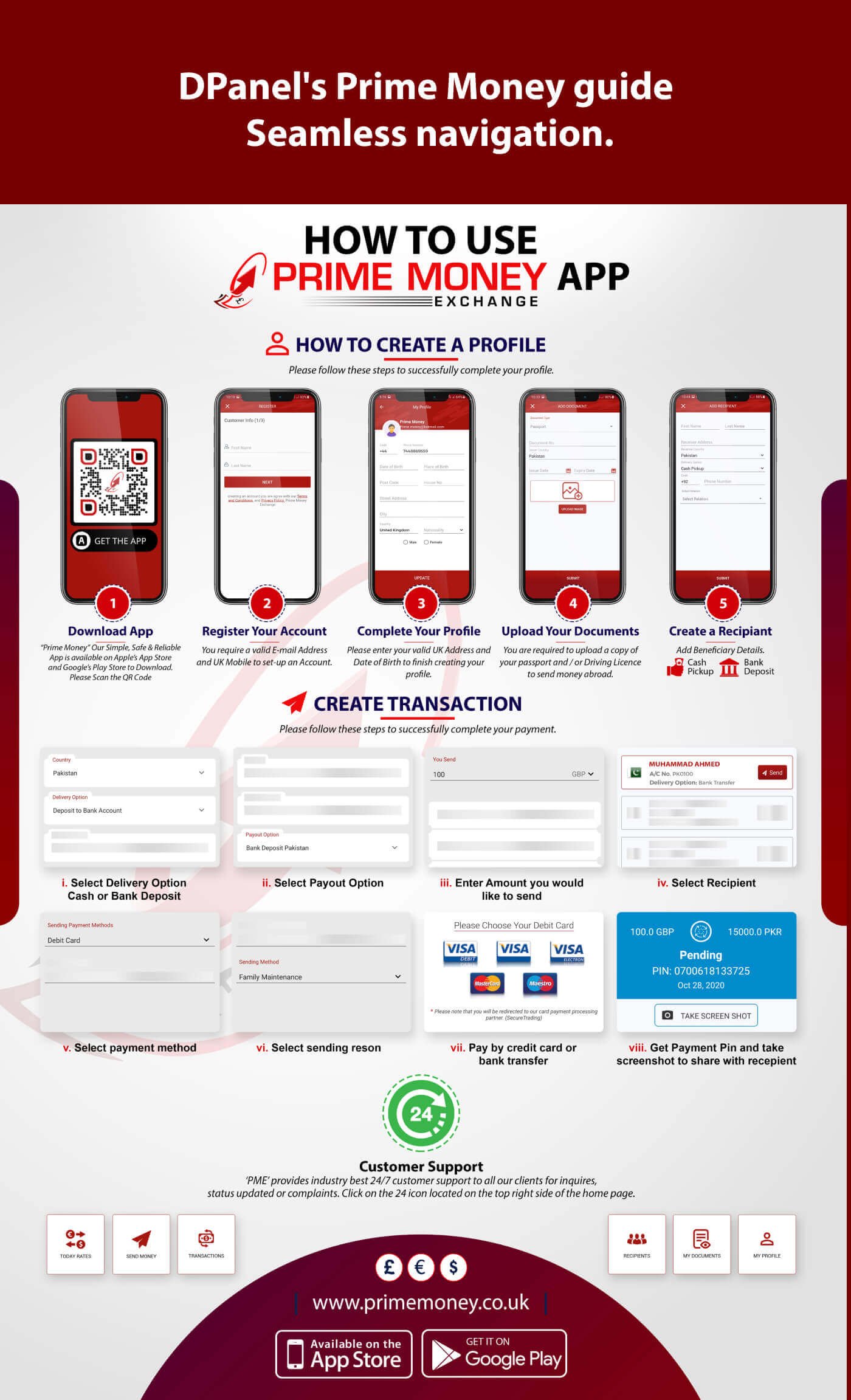 Flyers posters for Prime Money Exchange in United Kingdom