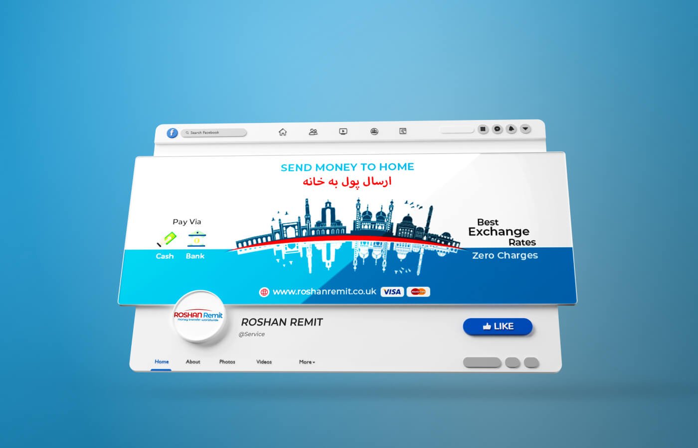 Social media branding for Roshan Remit - Money Transfer Worldwide in United Kingdom