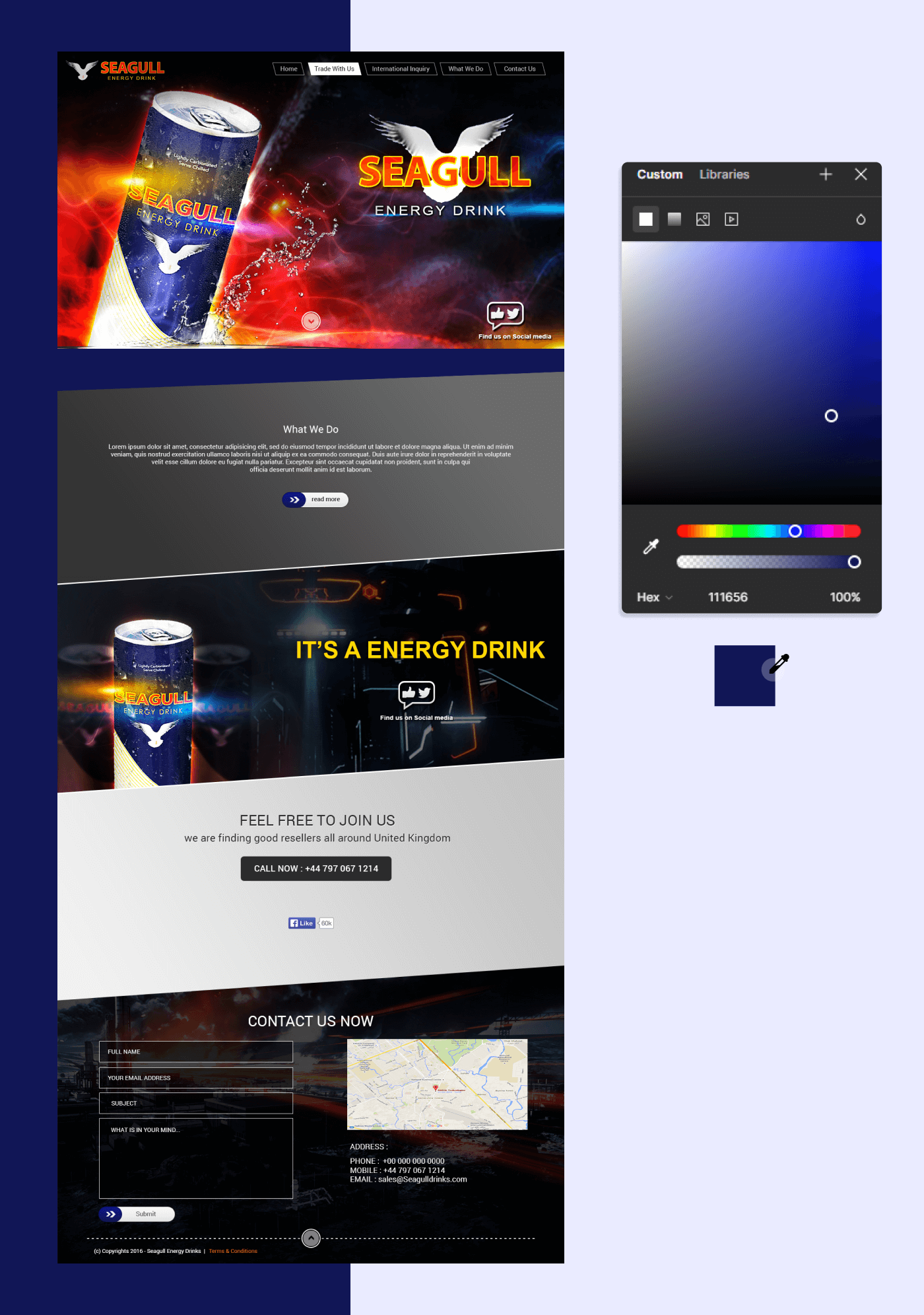 Website for Seagull Energy Drink in United Kingdom