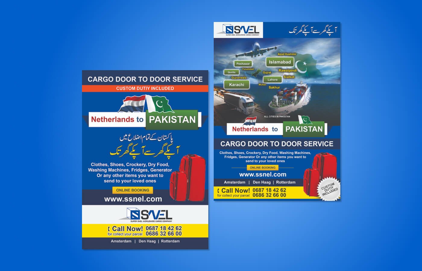 Flyers posters for Super Snell Worldwide Cargo Company in United Kingdom