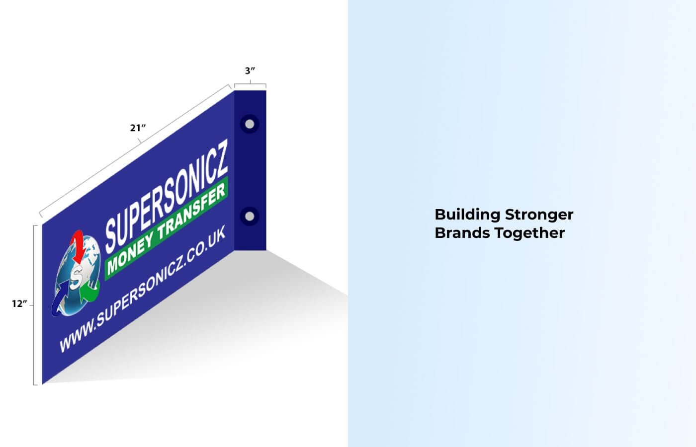 Shop signage for Supersonicz Money Transfer in United Kingdom