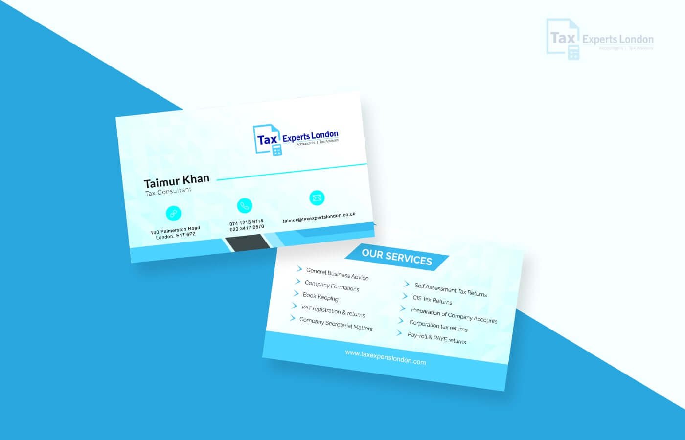 Business card for Tax Experts London - Accountancy Firm in United Kingdom