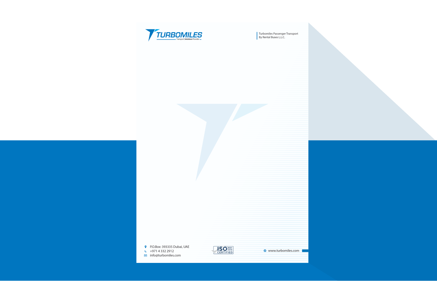 Letterhead for Turbomiles- Transport Solution Provder in United Arab Emirates