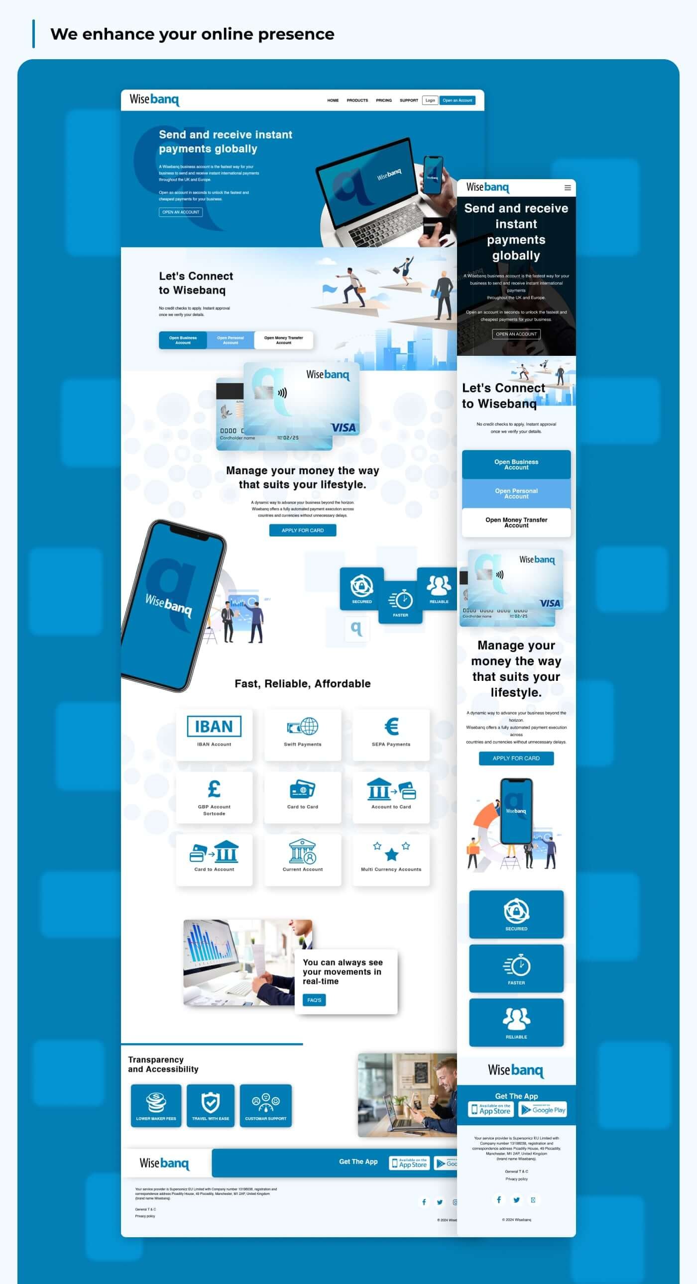 Website for Wisebanq  in Europe