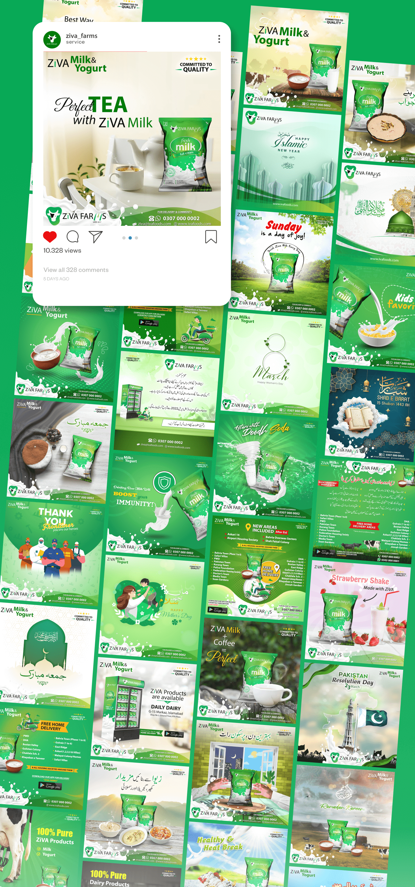 Social media branding for ZIVA Farms in Pakistan